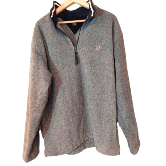 Tommy Hilfiger Other - Vintage Tommy Hilfiger Crest Fleece Gray Pullover 2000 Long Sleeve 1/4 Zip Men L